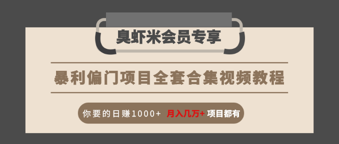 暴利偏门项目全套合集视频教程：你要的日赚1000+月入几万+项目都有-成可创学网