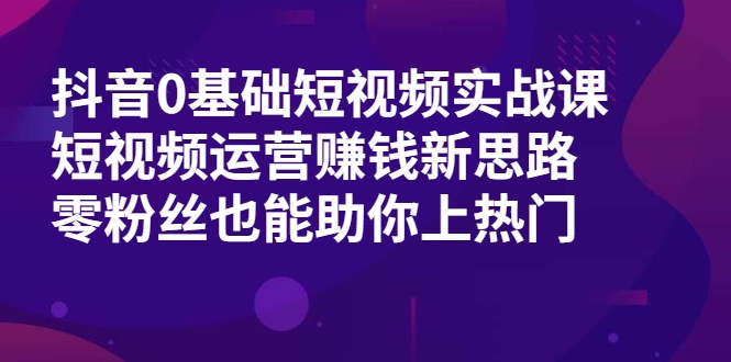 抖音0基础短视频实战课，短视频运营赚钱新思路，零粉丝也能助你上热门-成可创学网