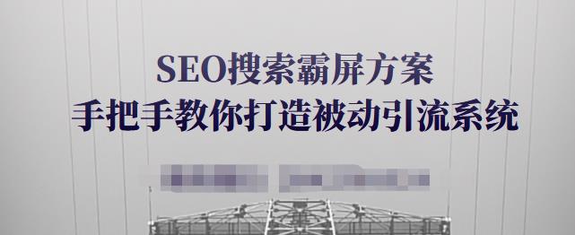 SEO搜索霸屏方案，手把手教你打造被动引流系统【视频课程】-成可创学网