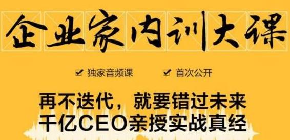 企业家内训大课，未来企业必学经验，价值1299元-成可创学网