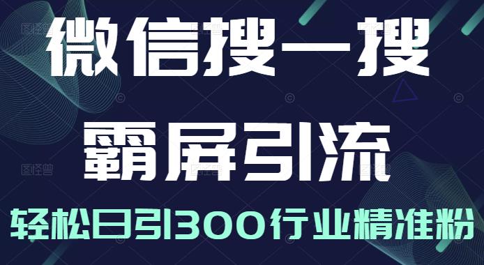 微信搜一搜霸屏引流课，打造被动精准引流系统，轻松日引300行业精准粉-成可创学网