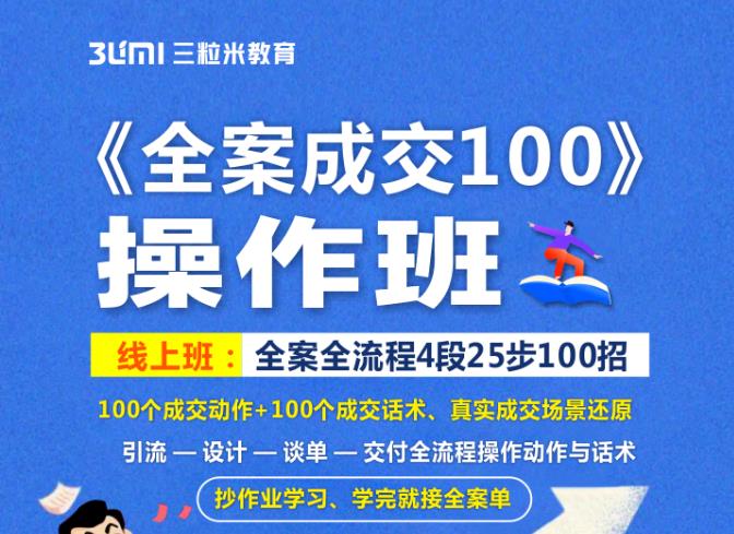 《全案成交100》全案全流程4段25步100招，操作班-成可创学网