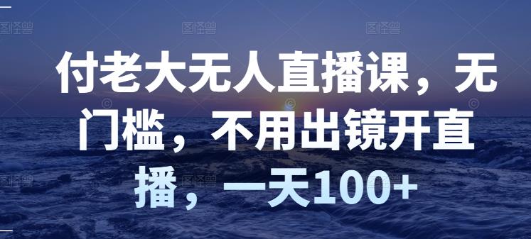 付老大无人直播课，无门槛，不用出镜开直播，一天100+-成可创学网