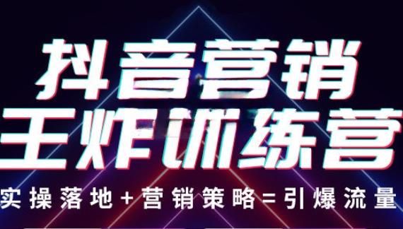 抖音营销王炸训练营，实操落地+营销策略=引爆流量（价值8960元）-成可创学网