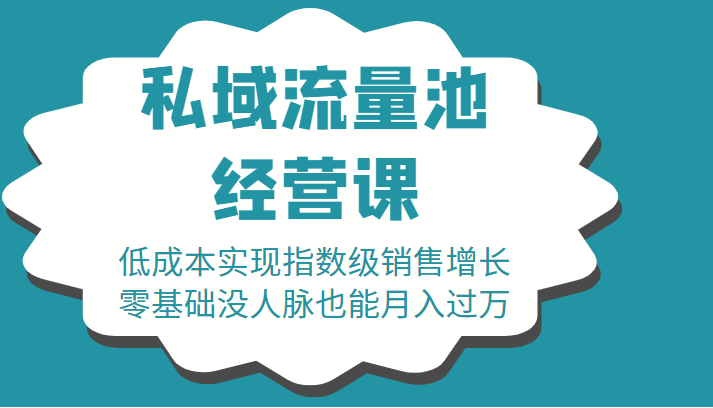 16堂私域流量池经营课：低成本实现指数级销售增长，零基础没人脉也能月入过万-成可创学网