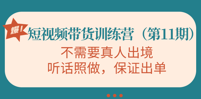 视频带货训练营，不需要真人出境，听话照做，保证出单（第11期）-成可创学网