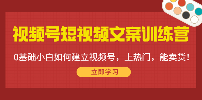 视频号短视频文案训练营：0基础小白如何建立视频号，上热门，能卖货！-成可创学网