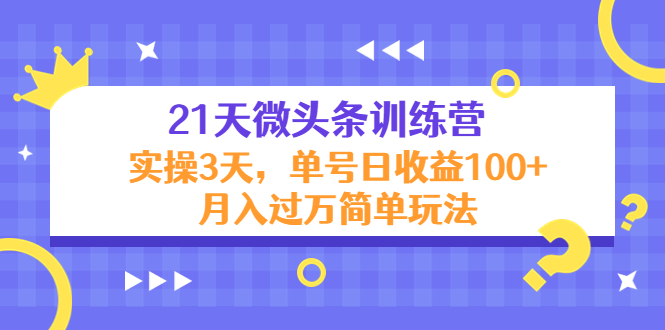 21天微头条训练营，实操3天，单号日收益100+月入过万简单玩法-成可创学网