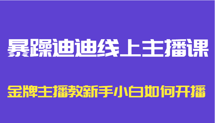 暴躁迪迪线上主播课，金牌主播教新手小白如何开播-成可创学网