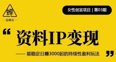 资料IP变现，能稳定日赚3000起的持续性盈利玩法-成可创学网