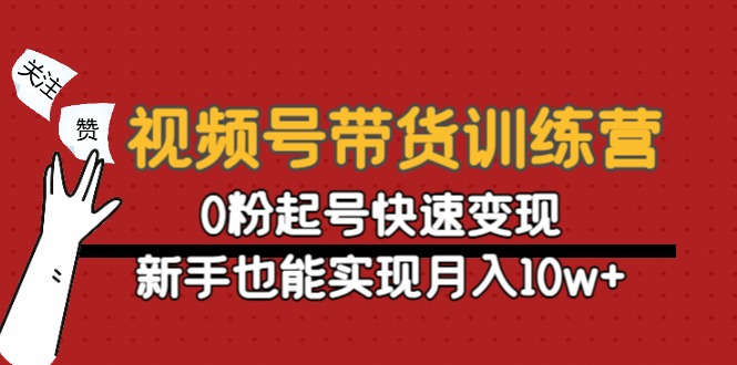 视频号带货训练营：0粉起号快速变现，新手也能实现月入10w+-成可创学网