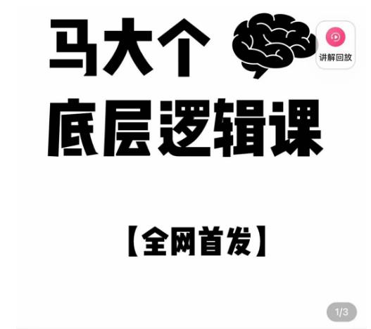 马大个·底层逻辑课，51节底层逻辑智慧课-价值1980元-成可创学网