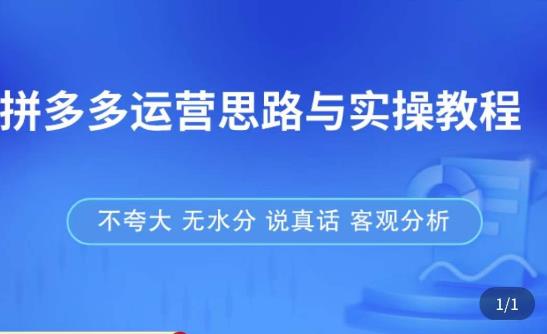 拼多多店铺运营思路与实操教程，快速学会拼多多开店和运营，少踩坑，多盈利-成可创学网