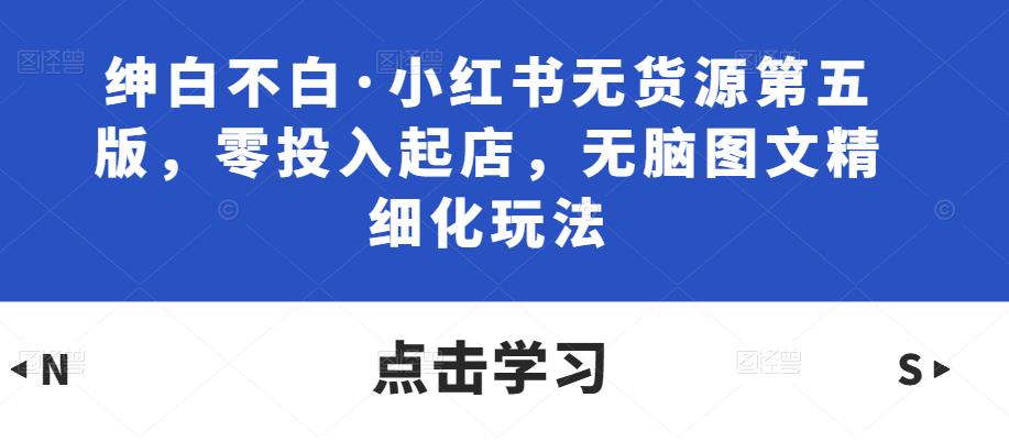 绅白不白·小红书无货源第五版，零投入起店，无脑图文精细化玩法-成可创学网