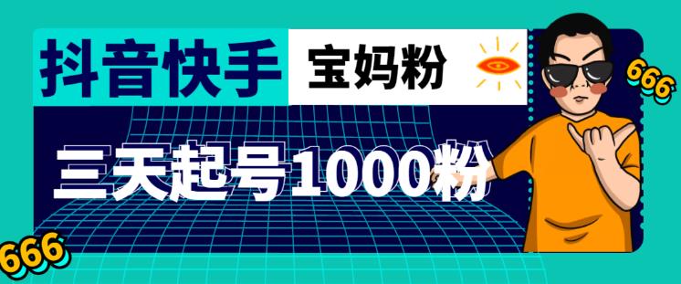 抖音快手三天起号涨粉1000宝妈粉丝的核心方法【详细玩法教程】-成可创学网