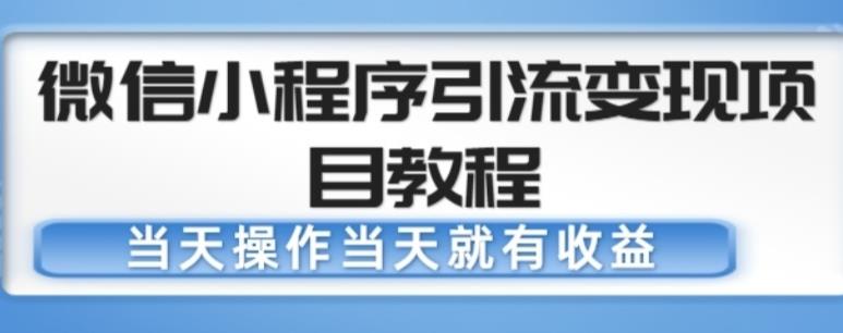 微信小程序引流变现项目教程，当天操作当天就有收益，变现不再是难事-成可创学网