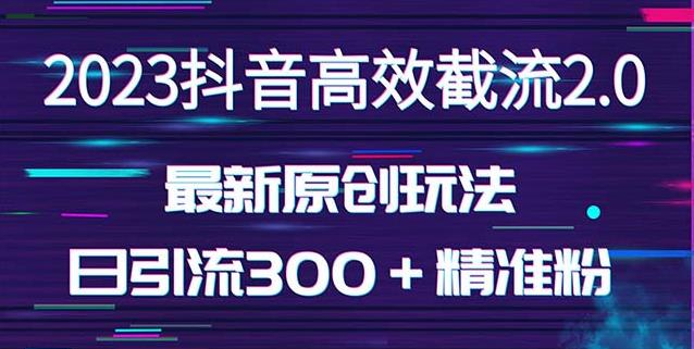 日引300＋创业粉，独家抖音高效截流2.0玩法（价值1280）-成可创学网