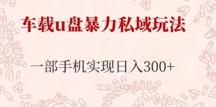 车载u盘暴力私域玩法，长期项目，仅需一部手机实现日入300+-成可创学网