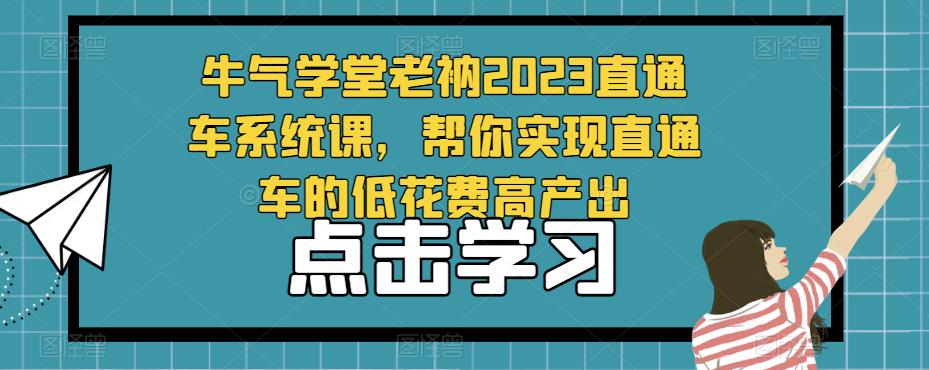 牛气学堂老衲2023直通车系统课，帮你实现直通车的低花费高产出-成可创学网