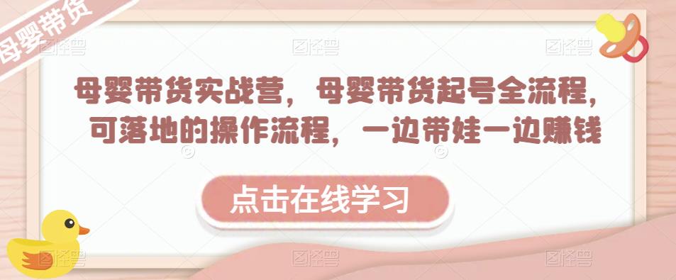 母婴带货实战营，母婴带货起号全流程，可落地的操作流程，一边带娃一边赚钱（附素材）-成可创学网