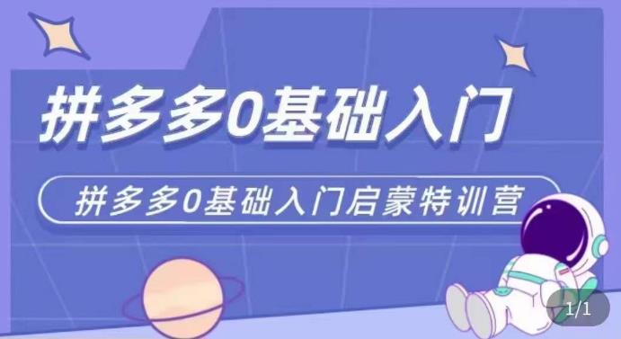 拼多多运营0-1实操特训营，拼多多0基础入门，从基础到进阶的可实操玩法-成可创学网