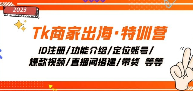 Tk商家出海·特训营：ID注册/功能介绍/定位账号/爆款视频/直播间搭建/带货-成可创学网