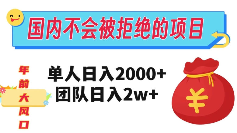 在国内不怕被拒绝的项目，单人日入2000，团队日入20000+【揭秘】-成可创学网