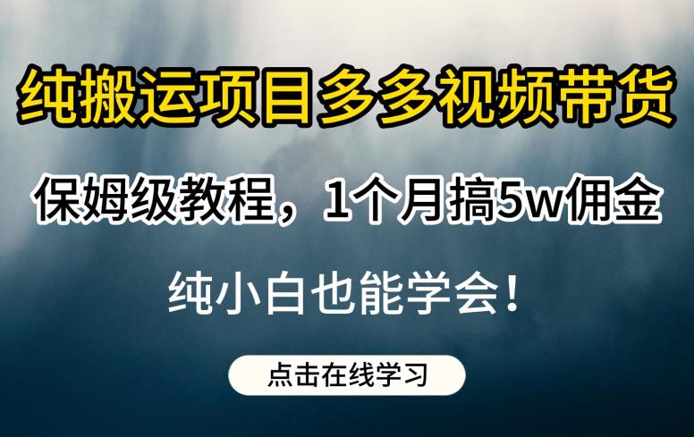 纯搬运项目多多视频带货保姆级教程，1个月搞5w佣金，纯小白也能学会【揭秘】-成可创学网