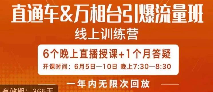 直通车&万相台引爆流量班，6天打通你开直通车·万相台的任督二脉-成可创学网