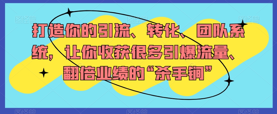 打造你的引流、转化、团队系统，让你收获很多引爆流量、翻倍业绩的“杀手锏”-成可创学网