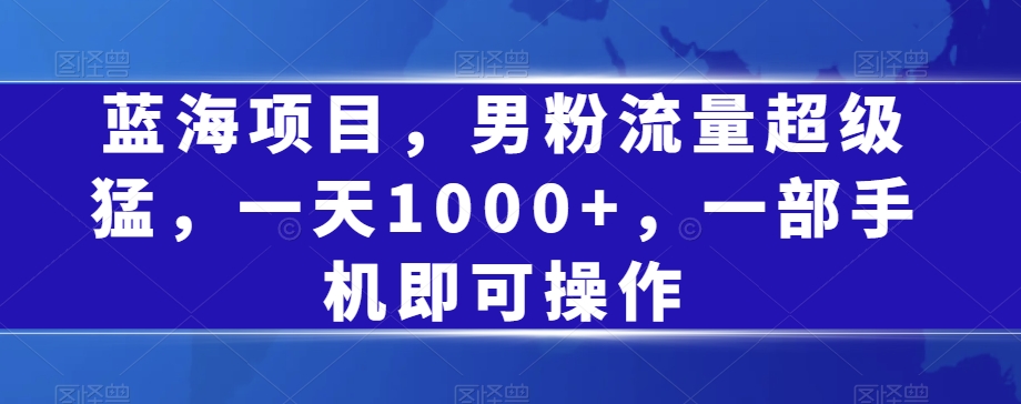 蓝海项目，男粉流量超级猛，一天1000+，一部手机即可操作【揭秘】-成可创学网