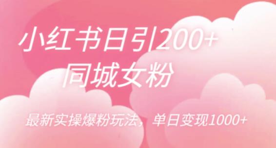 小红书日引200+同城女粉，最新实操爆粉玩法，单日变现1000+【揭秘】-成可创学网