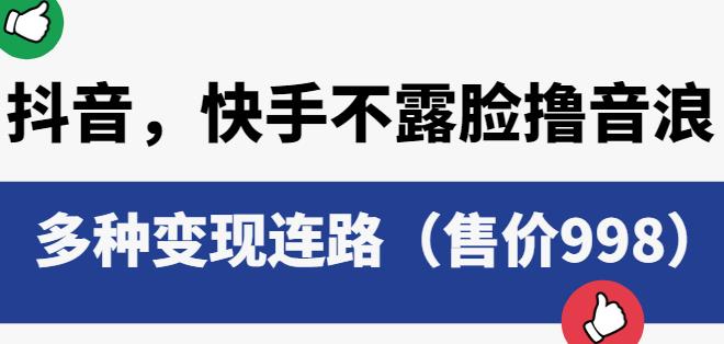 抖音快手不露脸撸音浪项目，多种变现连路（售价998）-成可创学网