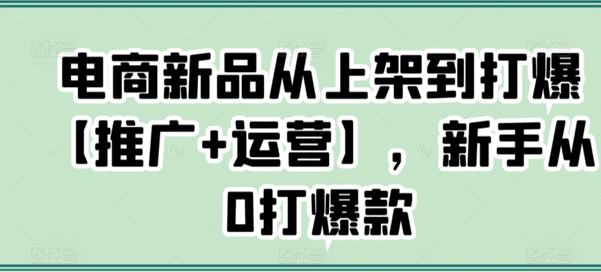 电商新品从上架到打爆【推广+运营】，新手从0打爆款-成可创学网