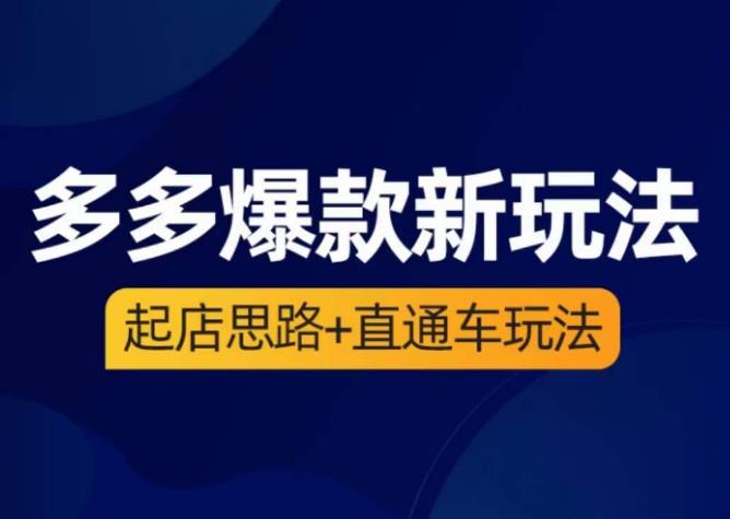 海神·多多爆款新玩法，​起店思路+直通车玩法（3节精华课）-成可创学网