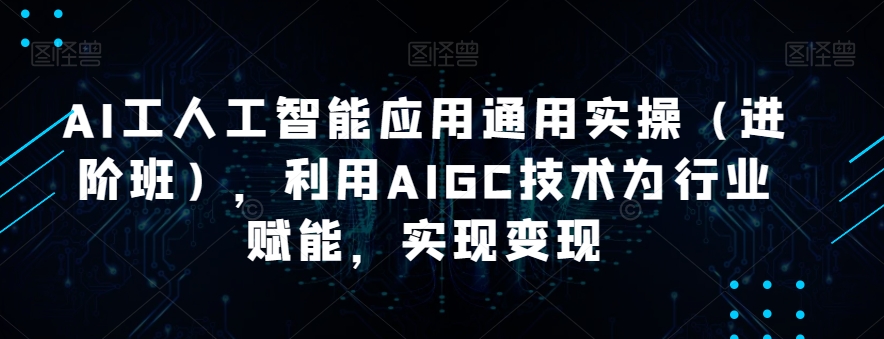 AI工人工智能应用通用实操（进阶班），利用AIGC技术为行业赋能，实现变现-成可创学网