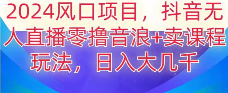 2024风口项目，抖音无人主播撸音浪+卖课程玩法，日入大几千【揭秘】-成可创学网