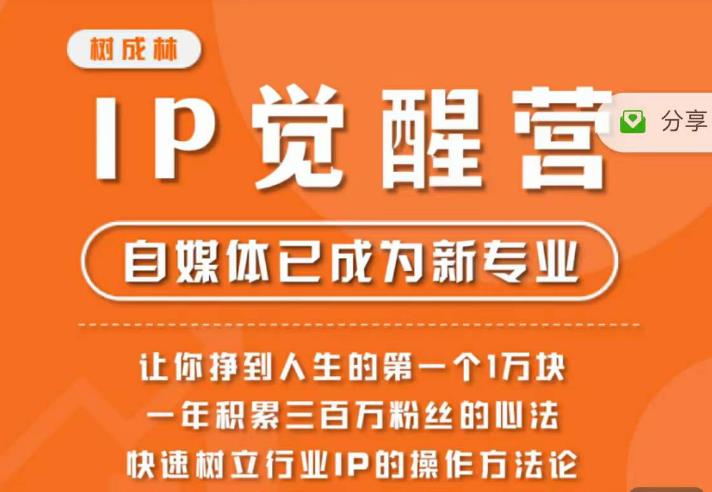 树成林·IP觉醒营，快速树立行业IP的操作方法论，让你赚到人生的第一个1万块（更新）-成可创学网