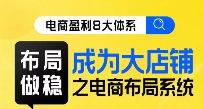 八大体系布局篇·布局做稳，成为大店的电商布局线上课-成可创学网