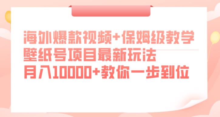 海外爆款视频+保姆级教学，壁纸号项目最新玩法，月入10000+教你一步到位【揭秘】-成可创学网