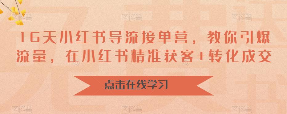 16天小红书导流接单营，教你引爆流量，在小红书精准获客+转化成交-成可创学网