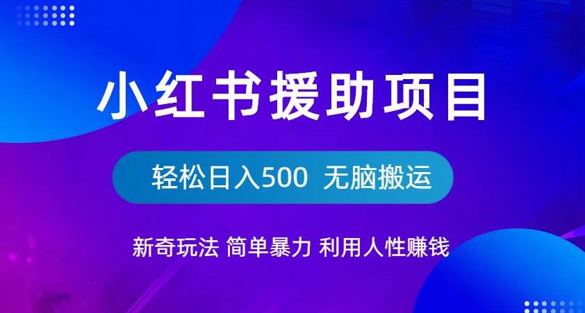 小红书援助项目新奇玩法，简单暴力，无脑搬运轻松日入500【揭秘】-成可创学网