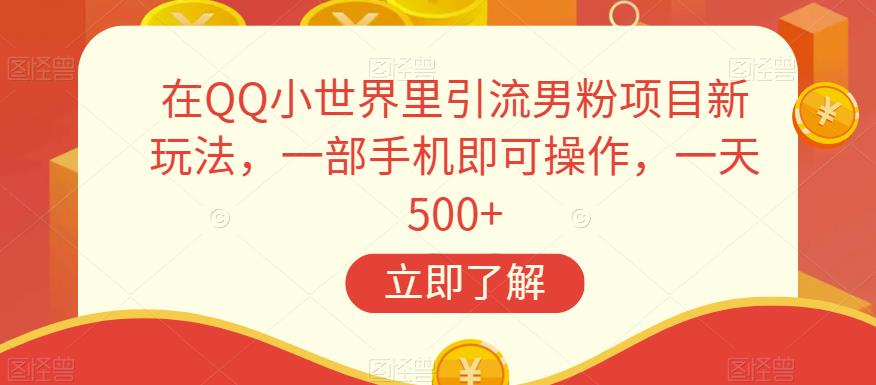 在QQ小世界里引流男粉项目新玩法，一部手机即可操作，一天500+【揭秘】-成可创学网