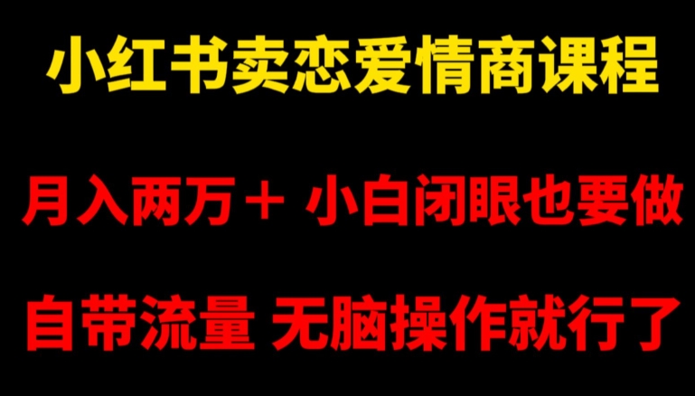 小红书卖恋爱情商课程，月入两万＋，小白闭眼也要做，自带流量，无脑操作就行了【揭秘】-成可创学网