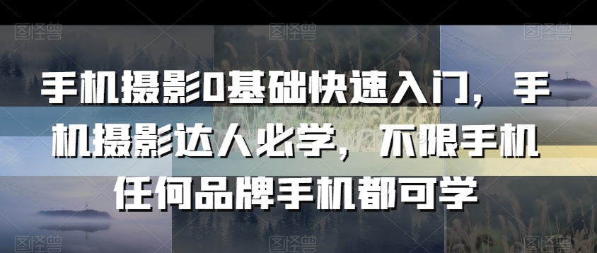 手机摄影0基础快速入门，手机摄影达人必学，不限手机任何品牌手机都可学-成可创学网