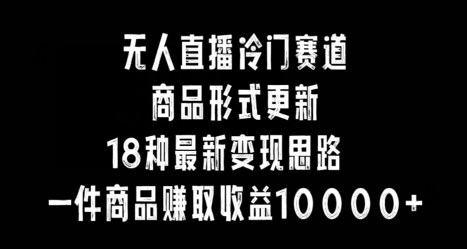 无人直播冷门赛道，商品形式更新，18种变现思路，一件商品赚取收益10000+【揭秘】-成可创学网