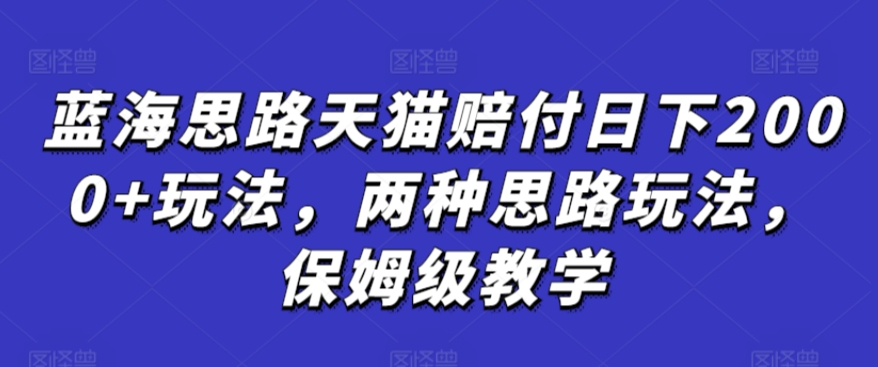 蓝海思路天猫赔付日下2000+玩法，两种思路玩法，保姆级教学【仅揭秘】-成可创学网