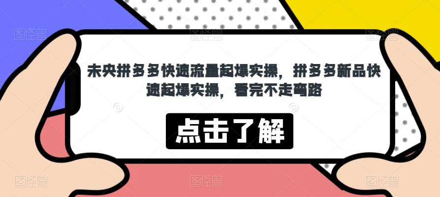 未央拼多多快速流量起爆实操，拼多多新品快速起爆实操，看完不走弯路-成可创学网