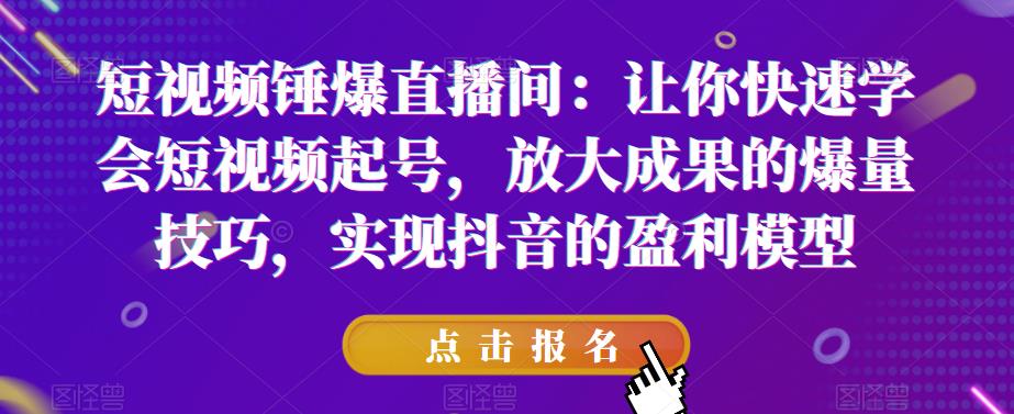 短视频锤爆直播间：让你快速学会短视频起号，放大成果的爆量技巧，实现抖音的盈利模型-成可创学网