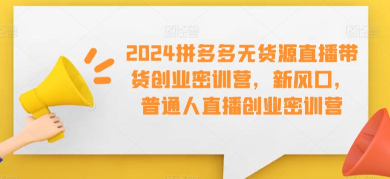 2024拼多多无货源直播带货创业密训营，新风口，普通人直播创业密训营-成可创学网